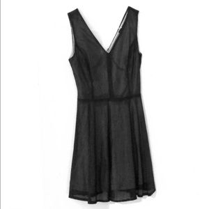 Chic black leather-mesh dress